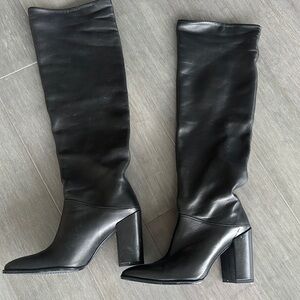 Black Knee-High Leather Boots